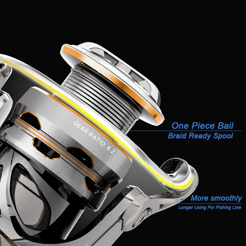 Cadence CS8 Spinning Reel,Cadence Ultralight Fast Speed Premium Magnesium Frame Fishing Reel with 10 Low Torque Bearings Super Smooth Powerful Fishing Reel with 36 LBs Max Drag & 6.2:1 Spinning Reel - Image 4
